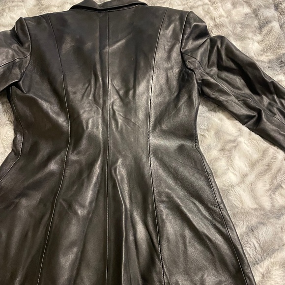 VINTAGE  LEATHER  y2k  black leather jacket Size XL - Picture 9 of 14